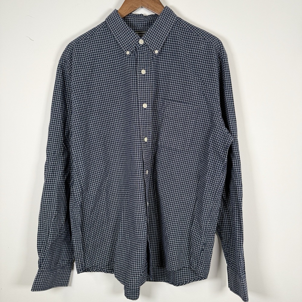 Men's Abercrombie And Fitch Button Down Shirt Checkered Navy Size Large Career